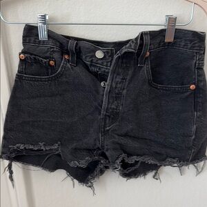 Black Distressed Denim Shorts